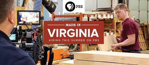 Check us out on the PBS show, Made In Virginia, or go to www.madeinVA.tv and watch it online!