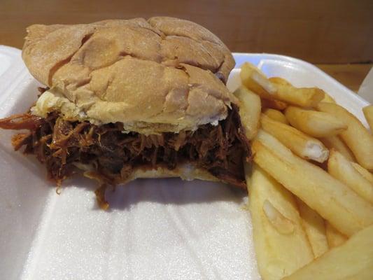 pulled chicken sandwich and fries (normally $8.50) 3/2014