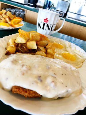 Chicken fried steak and it was bomb! 3 choices of gravy- sausage, cream & brown