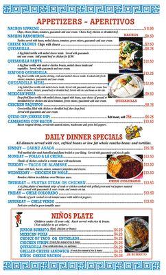 Menu Page 2, Appetizers and Daily Specials.