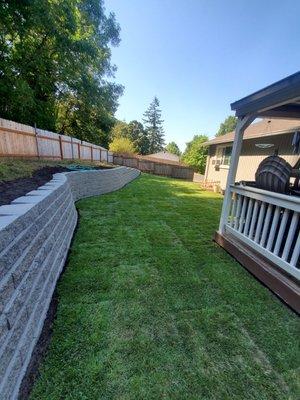 New retaining wall and sod!