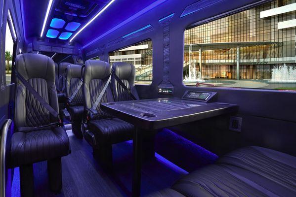 New Mercedes Sprinter 3500 with all the upgrades. Perfect for an executive charter or a night out on the town. Luxury at the highest level!