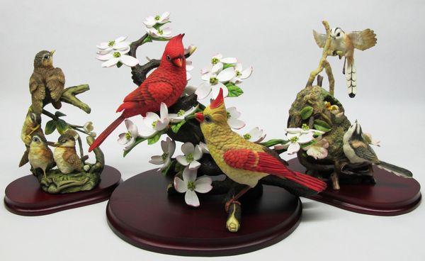 These beautiful resin painted birds are on sale now.  Stop in today.