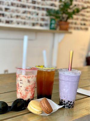 Strawberry Flow MT, Tropic Osmanthus Tea, Taro Smoothie