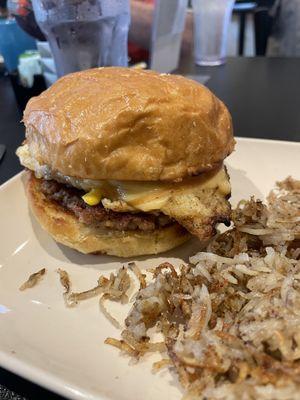 The SURV: Two Eggs, Smoked Gouda, Housemade Sausage on a Brioche Roll