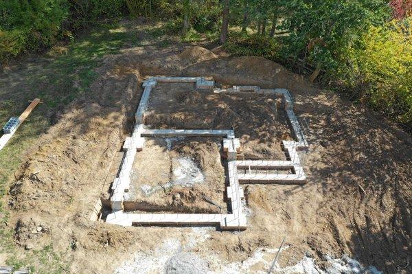 Footings for custom home foundation