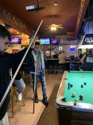 Enjoying a game of pool