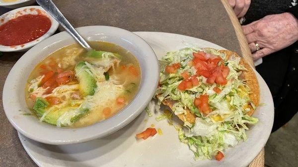 Tortilla soup and a tostada