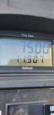 The pump cuts you off $75. Only 11.9 gallons!