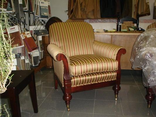 Fully restored antique chair. New upholstery and refinished wood.