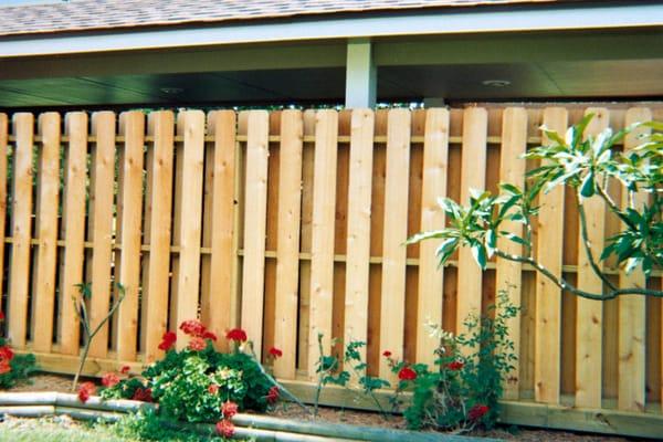 Cedar "Shadowbox" Fencing with Baseboard.