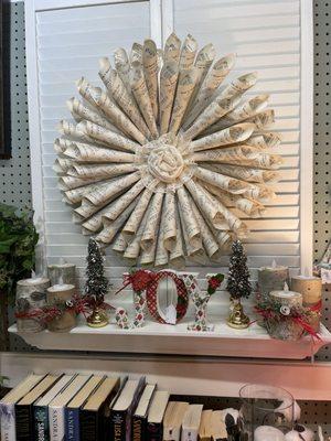 Very cool wreath made from sheet music.