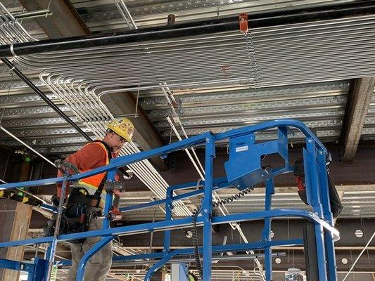 An electrician from Winema Electric Inc in Klamath Falls, OR completes work