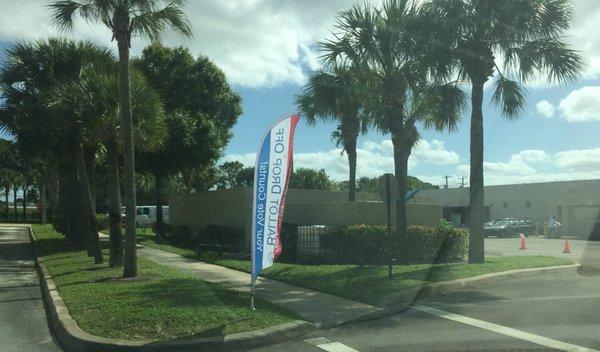 Ballot Drop Off banner at the turn