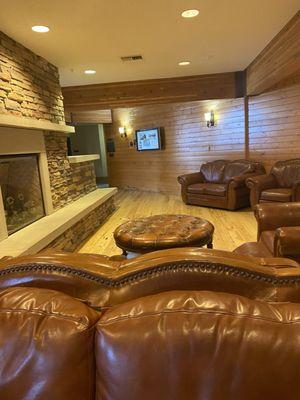 Sitting area around fireplace