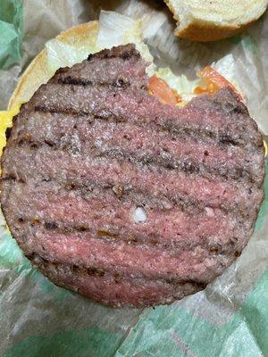 I took a bite of a Whopper Meal, and saw pink, I couldn't believe it so I opened the burger up, and this is what I saw.