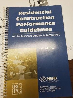 All work is performed to meet the standards of the National Home Builders Residential Performance Guidlines.