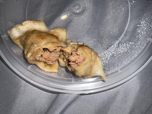 Inside pork dumplings