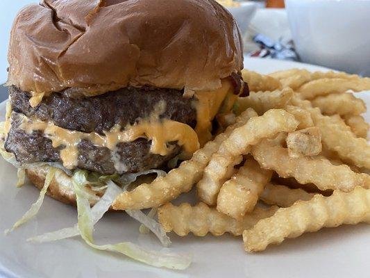 Double cheeseburger with bacon