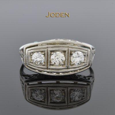 Art Deco 3 stone diamond ring.