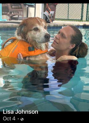 Currently celebrating 23 year of swimming with dogs.