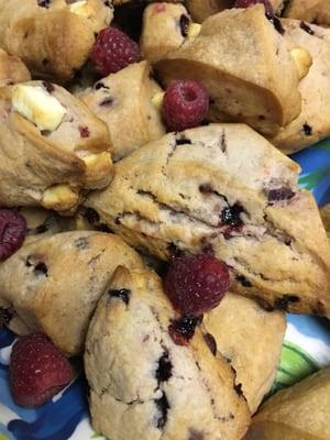 Fresh White Chocolate Raspberry and Blueberry Scone's