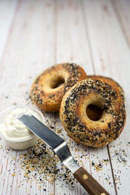 We Offer 3 Flavors of Keto Bagels: Plain, Everything, and Jalapeno Cheddar.
  
 (Pictured: Everything Bagel)