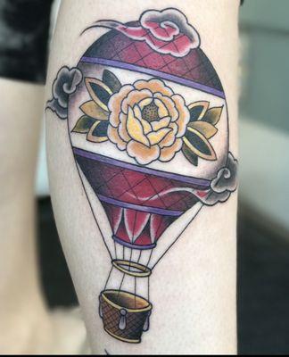 Hot air balloon tattoo. Done by Tommy Tingle