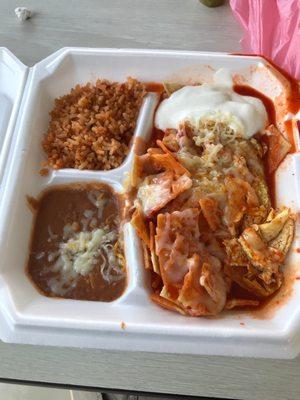 Chilaquiles breakfast platter.