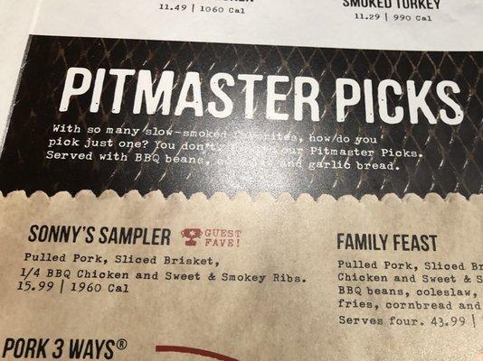 Sonny's Sampler is my favorite!