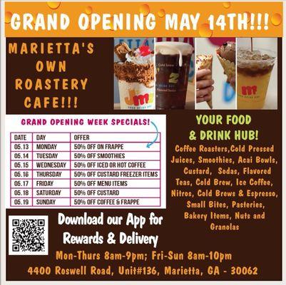 Grand Opening on 5/14/2024 - Here is their lineup of opening week promotions!