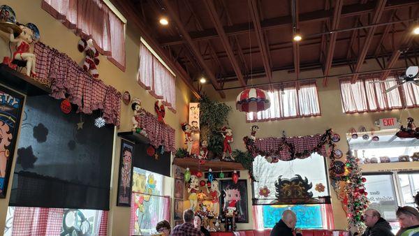 Betty Boop everything; view of front door from my table