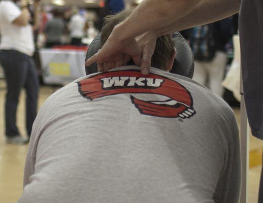 Chair massages at a WKU event