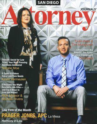 San Diego Attorney Journal Law Firm of the Month August 2023 Prager Jones