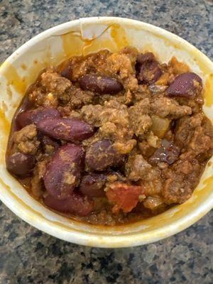 This is Larry's chili? It looks like dogfood! I tried to take a small bit. It should not have been sold to a customer.