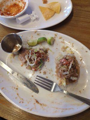 Gorditas carne asada and shredded pork. Mostly gone because yum.