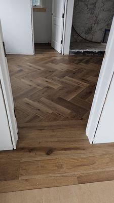 I love the look of the herringbone floor pattern