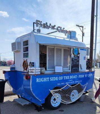 Delicious lightly breaded cod served with homemade coleslaw and tartar sauce served to you from the right side of the boat.