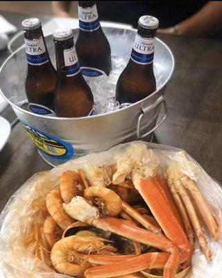 Bolsa de Mariscos & Bucket of ULTRA Beers