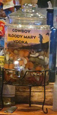 The cowboy oody Mary vodka shot, good, but cod use a little acidity or salt.