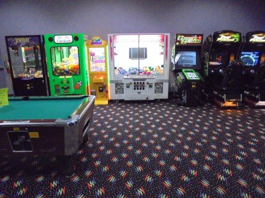 Arcade games on the east end.