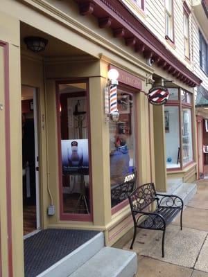 Front door. Just down from an Irish Restaurant (of which I'm not a fan) and City Dock coffee, look for the barber pole!