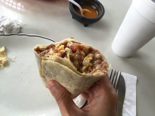 Breakfast burrito, comes with ham but I asked for bacon instead. It was good.