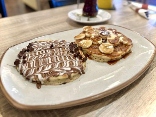 Triple Chocolate Pancake and Cinnamon Banana Pancake