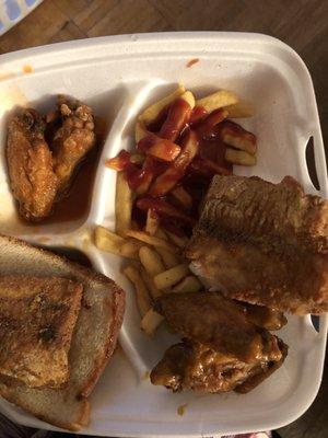 Catfish, hot wings and fries