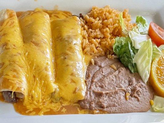 Beef fajita enchiladas- good