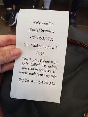 You get a ticket like this after checking in