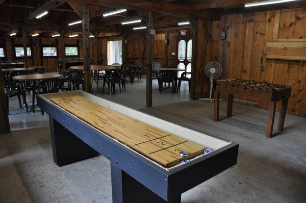 Recreation Hall includes table games: Billiard, Ping Pong, Foosball and shuffleboard table