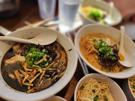 Black garlic oil noodles and tonkotsu ramen