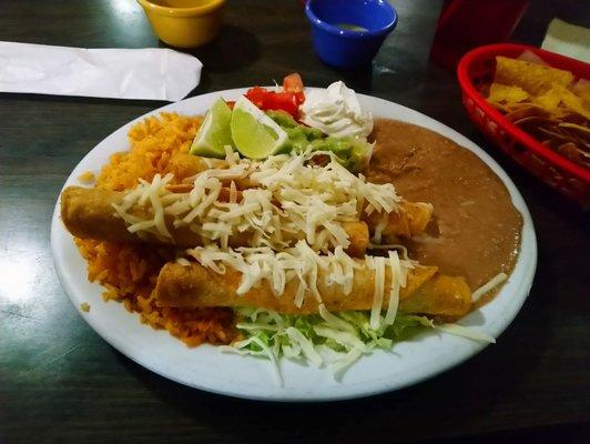 Chicken flautas for dinner.